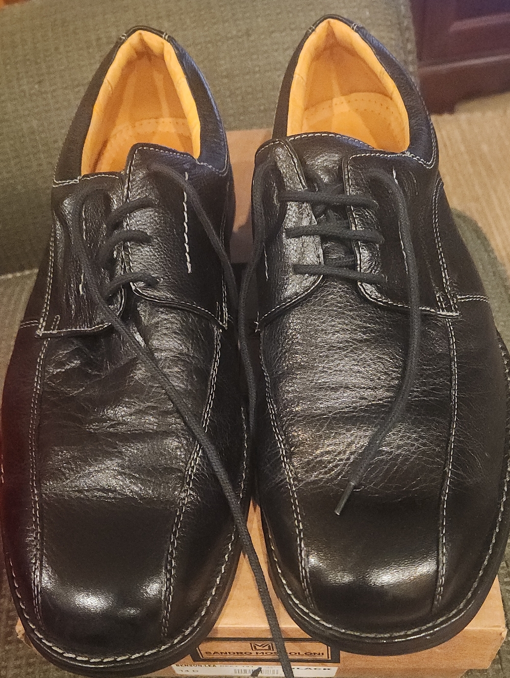Sandro Moscoloni Men's Black Lace-Up Dress Shoes - Size 14D